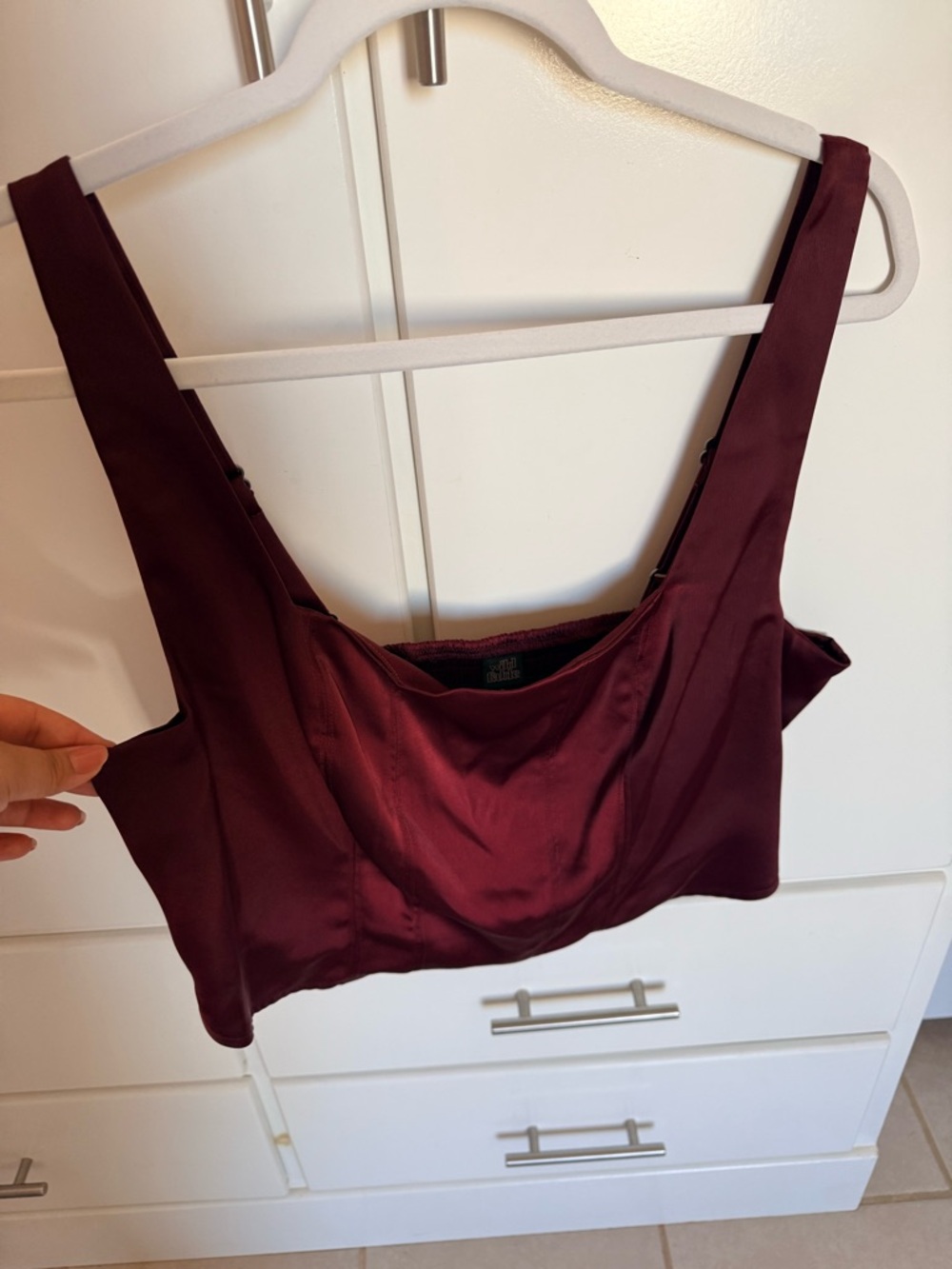 Wild Fable Burgundy Smocked Crop Top